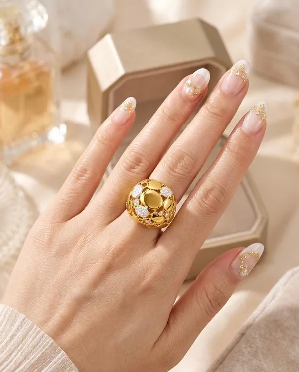 Gold-Plated_Geometric_Block_Statement_Ring_with_PavÃ©_Pearl_Details