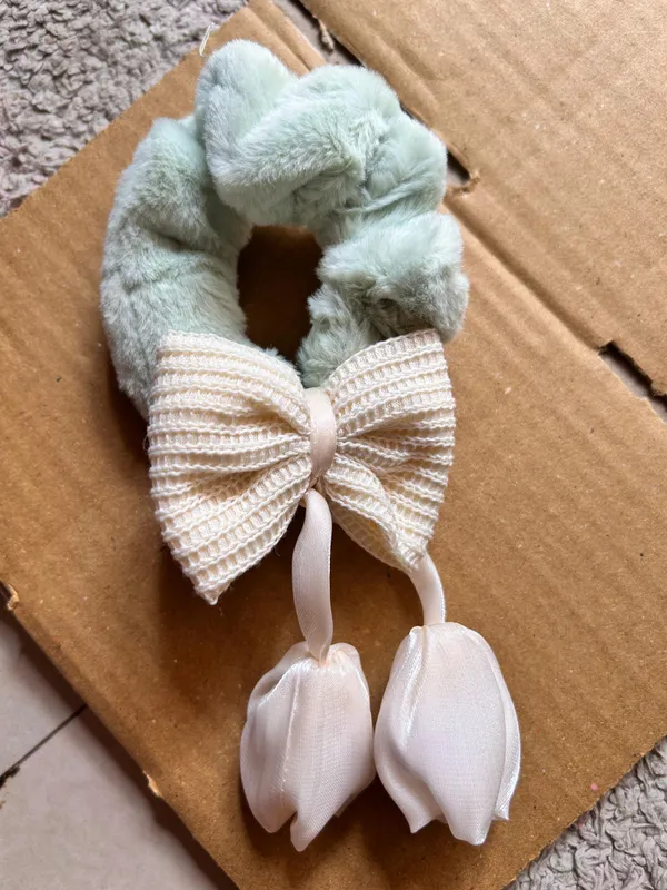 Blue_Cotton_Bow_Tulip_Charm_Scrunchie_For_Women_Pack_Of_2