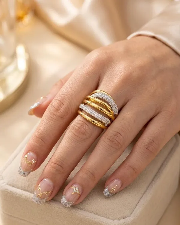 Gold-Plated_Multi-Band_Pearl_Wrap_Statement_Ring