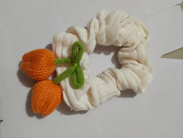 Cream_Cotton_Crochet_Fruit_Motif_Scrunchie_For_Women_Pack_Of_2