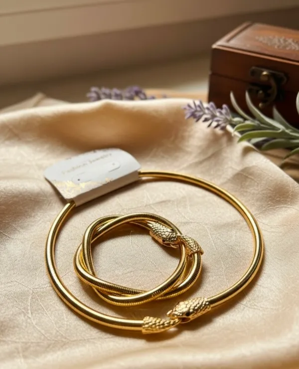 Gold_Tone_Alloy_Snake_Design_Necklace_For_Women