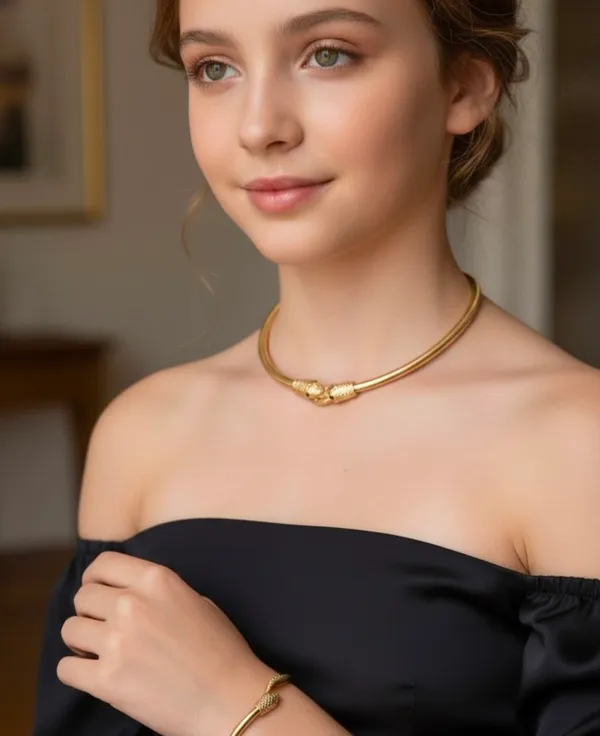 Gold_Tone_Alloy_Snake_Design_Necklace_For_Women