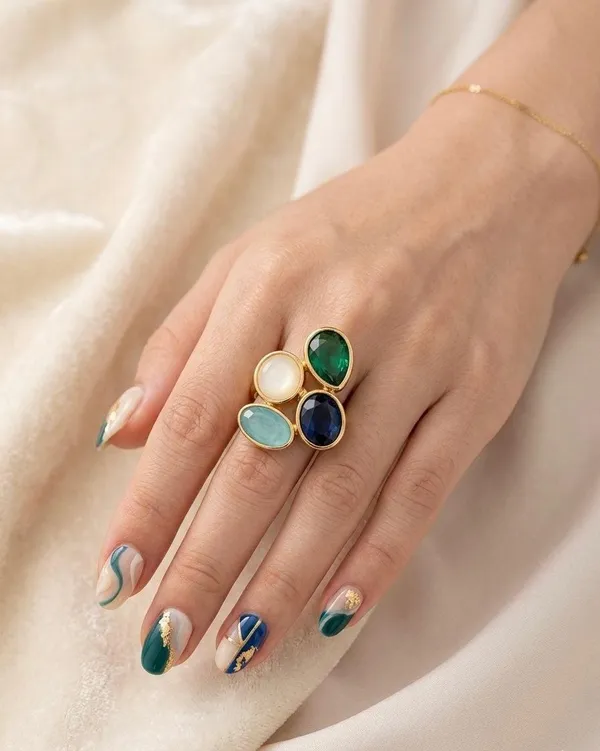 Gold-Plated_Multi-Color_Gemstone_and_Cat's-Eye_Cluster_Statement_Ring
