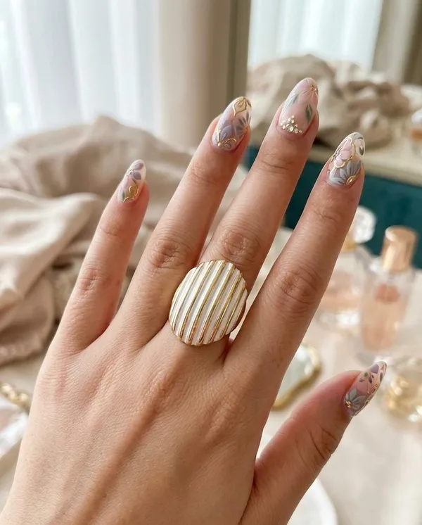 Gold-Plated_Vertical-Striped_White_Enamel_Oval_Statement_Ring