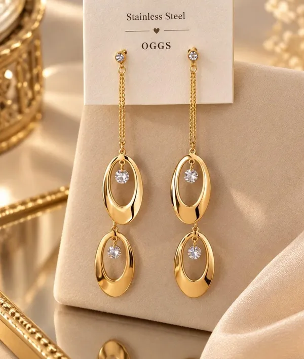 Gold-Plated_Stainless_Steel_Stone-Embellished_Long_Dangle_Earrings