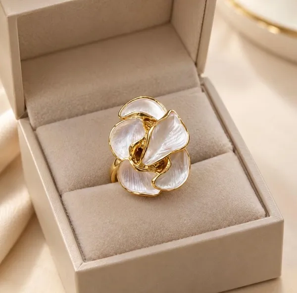 Gold-Plated_White_Enamel_Petal_Statement_Ring