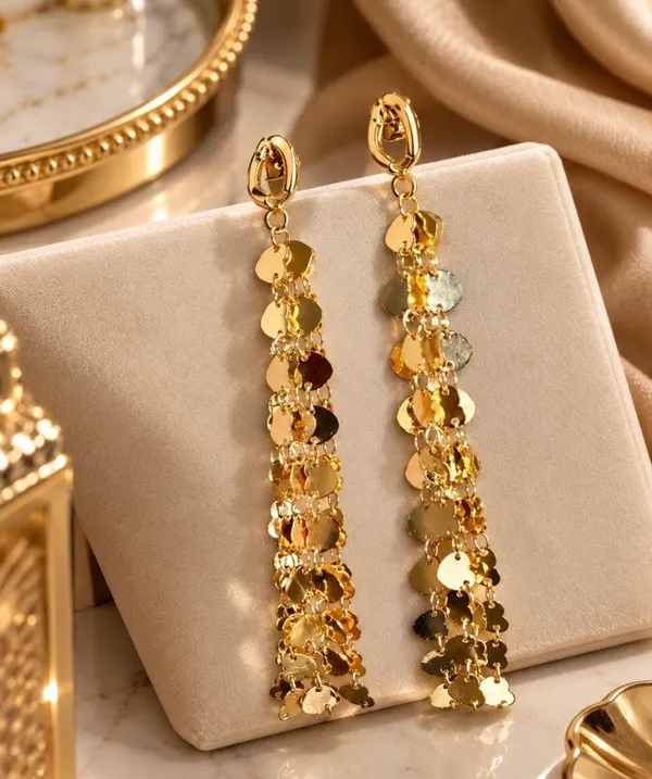 Gold-Plated_Multi-Strand_Heart_Dangle_&_Drop_Earrings