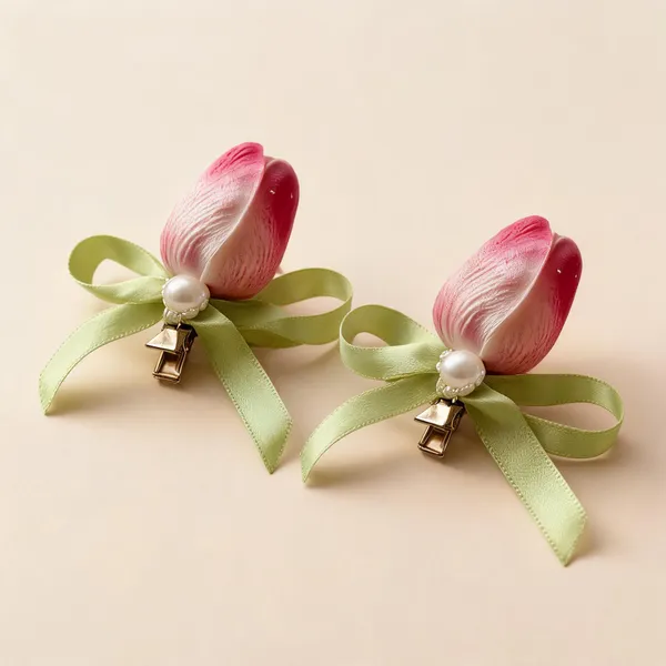 Pink_Cotton_Ribbon_Floral_Hair_Clip_For_Women_Pack_Of_2