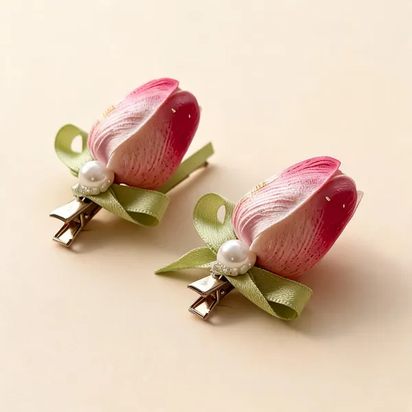 Pink_Cotton_Ribbon_Floral_Hair_Clip_For_Women_Pack_Of_2