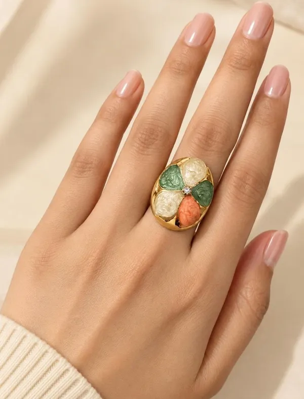 Gold-Plated_Multi-Color_Carved_Enamel_Dome_Statement_Ring