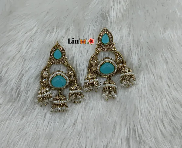 Gold_Tone_Turquoise_Alloy_Chandbali_Jhumka_Earrings_For_Women