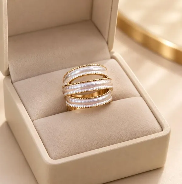 Gold-Plated_Multi-Band_Pearl_Wrap_Statement_Ring