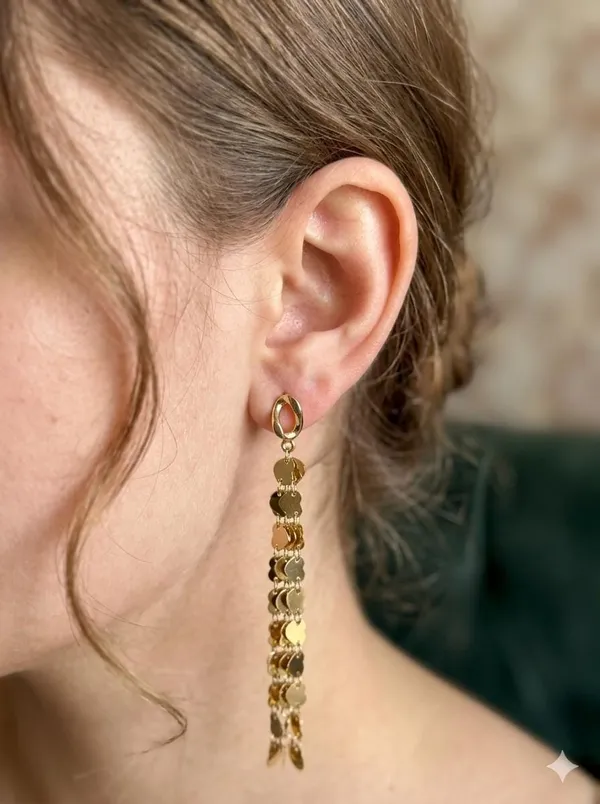 Gold-Plated_Multi-Strand_Heart_Dangle_&_Drop_Earrings