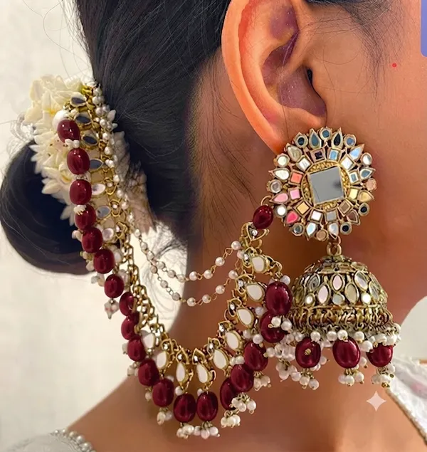 Multicolor_Alloy_Kundan_Earrings_And_Maang_Tikka_For_Women