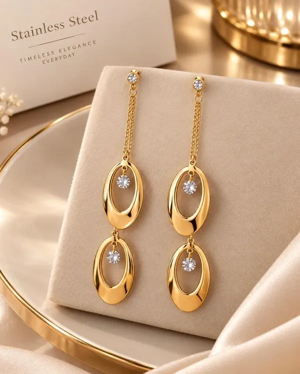 Gold-Plated_Stainless_Steel_Stone-Embellished_Long_Dangle_Earrings