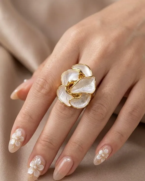 Gold-Plated_White_Enamel_Petal_Statement_Ring