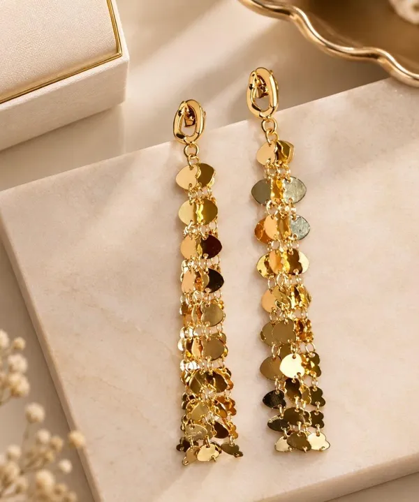 Gold-Plated_Multi-Strand_Heart_Dangle_&_Drop_Earrings