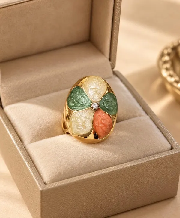Gold-Plated_Multi-Color_Carved_Enamel_Dome_Statement_Ring