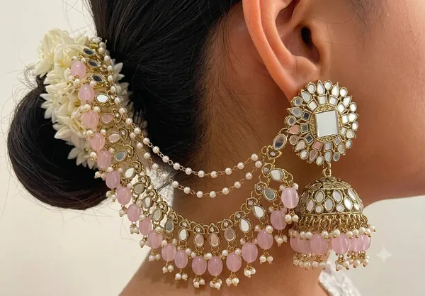 Gold_Tone_Kundan_Pink_Beaded_Bridal_Earrings_And_Maang_Tikka_For_Women