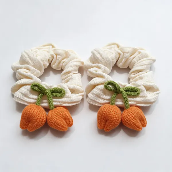 Cream_Cotton_Crochet_Fruit_Motif_Scrunchie_For_Women_Pack_Of_2