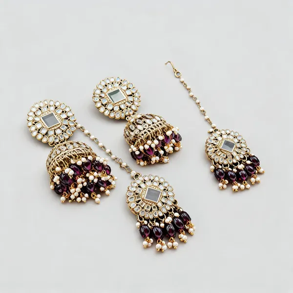Multicolor_Alloy_Kundan_Style_Earrings_And_Maang_Tikka_For_Women