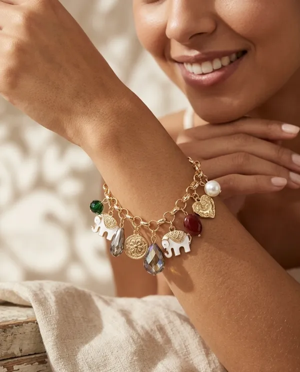 Golden_Elephant_&_Multi-Charm_Aesthetic_Bracelet