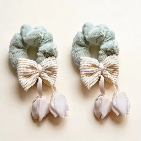 Blue_Cotton_Bow_Tulip_Charm_Scrunchie_For_Women_Pack_Of_2