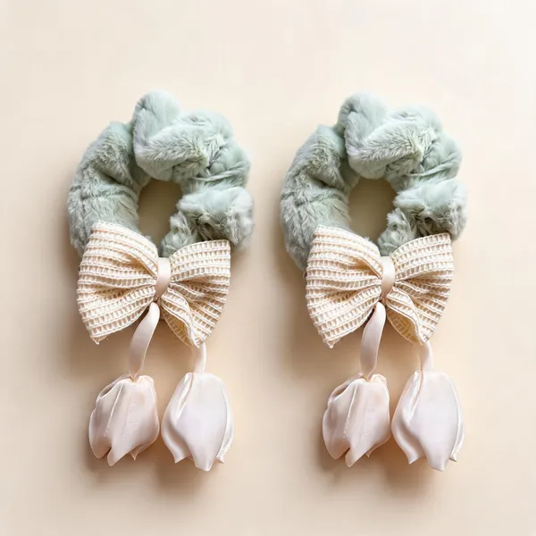 Blue_Cotton_Bow_Tulip_Charm_Scrunchie_For_Women_Pack_Of_2