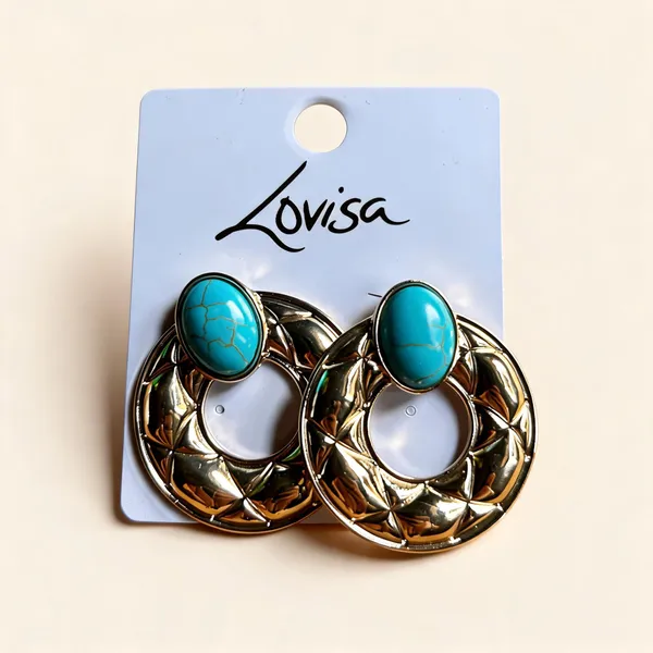 Gold_Tone_Turquoise_Alloy_Statement_Earrings_For_Women_Pack_Of_2