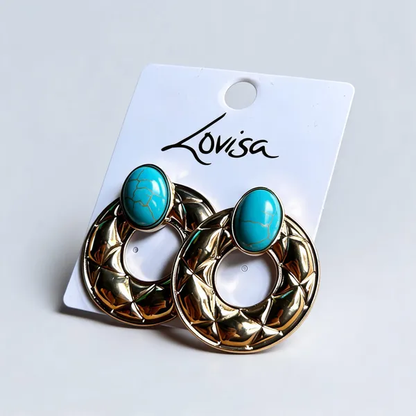 Gold_Tone_Turquoise_Alloy_Statement_Earrings_For_Women_Pack_Of_2