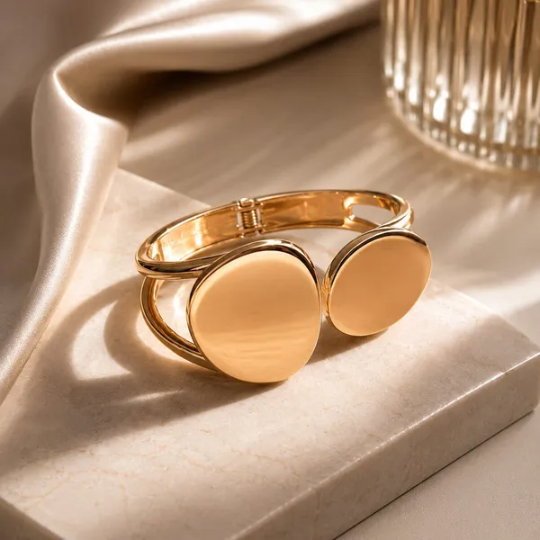 Gold_Tone_Modern_Disc_Open-Cuff_Bangle