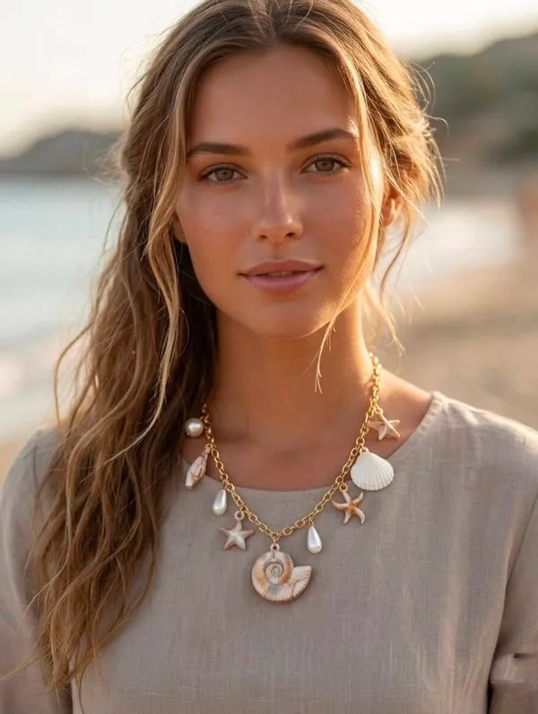 Gold_Tone_Alloy_Seashell_Charm_Necklace_For_Women