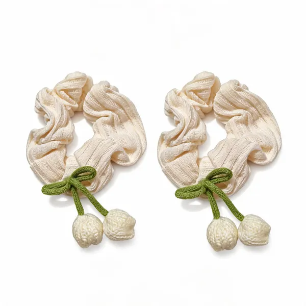 Cream_Cotton_Textured_Scrunchie_For_Women_Pack_Of_2