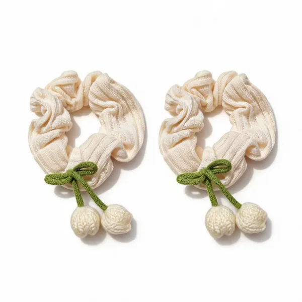 Cream_Cotton_Textured_Scrunchie_For_Women_Pack_Of_2