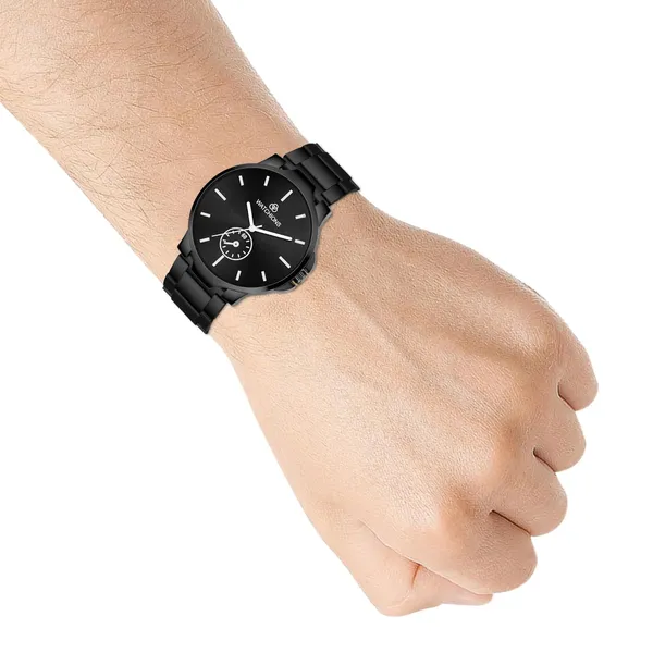 Men_S_Quartz_Analog_Wristwatch_Black_Metal_Strap_Watch_With_Sub_Dial_Stainless_Steel_Bracelet_Precise_Quartz_Movement