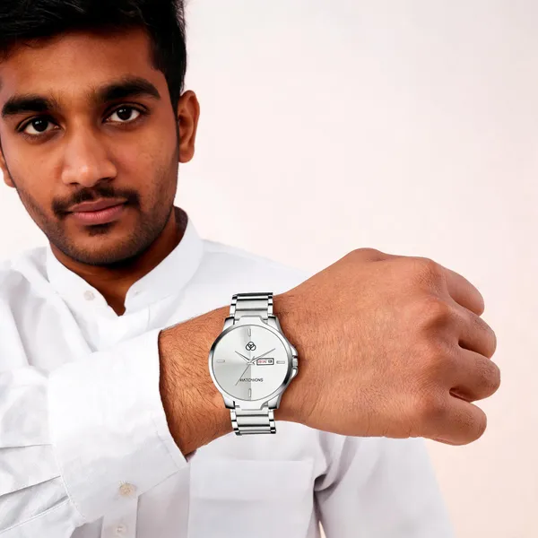 Silver_Stainless_Steel_Day_Date_Analog_Quartz_Wrist_Watch_For_Men