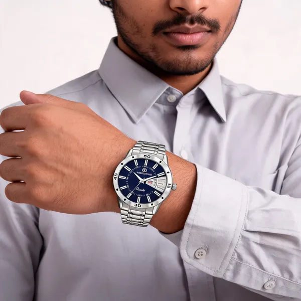 Silver_Stainless_Steel_Navy_Blue_Dial_Day_Date_Analog_Wrist_Watch_For_Men