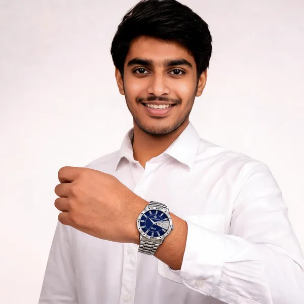 Silver_Stainless_Steel_Navy_Blue_Dial_Day_Date_Analog_Wrist_Watch_For_Men