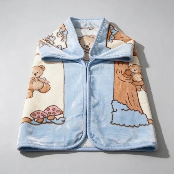 Blue_Soft_Fleece_Hooded_Cartoon_Print_Sleeping_Bag_For_Babies