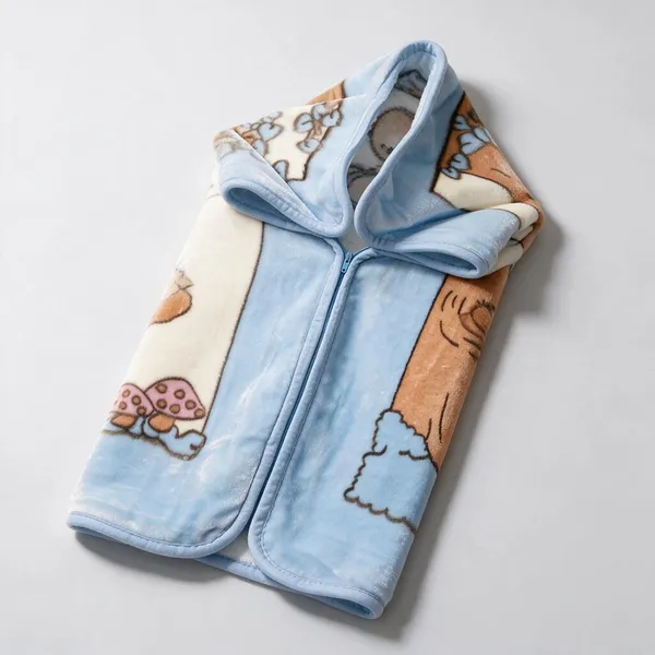 Blue_Soft_Fleece_Hooded_Cartoon_Print_Sleeping_Bag_For_Babies