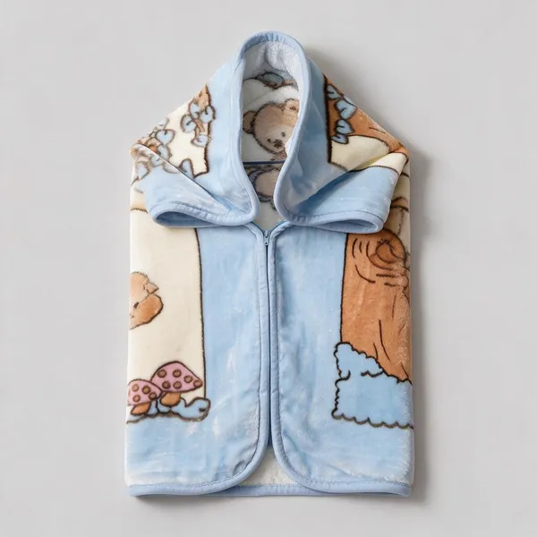 Blue_Soft_Fleece_Hooded_Cartoon_Print_Sleeping_Bag_For_Babies