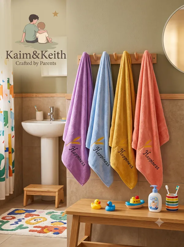 Kids_Bath_Towels_-_Happiness_Embroidery_-_300_GSM_-_Microfiber