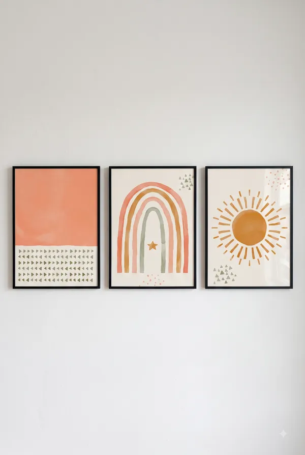 Set_of_3-Contemporary_Geometric_Sun_And_Triangle_Wall_Art