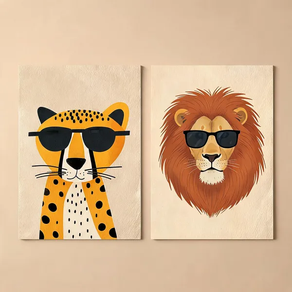 300_Gsm_Paper_Modern_Art_Animal_Theme_Multicolor_Wall_Posters_-_Set_Of_8_Pc_|_Pack_Of_2