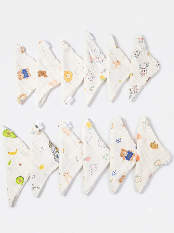 White_Printed_Muslin_baby_face_Towels_-_Set_of_5