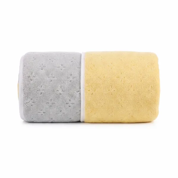 Yellow_And_Grey_Microfiber_Two-Tone_Solid_Bath_Towel