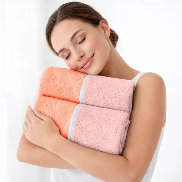Orange_And_Peach_Microfiber_Two-Tone_Solid_Bath_Towel