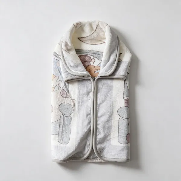 Grey_Soft_Fleece_Hooded_Animal_Print_Sleeping_Bag_For_Babies