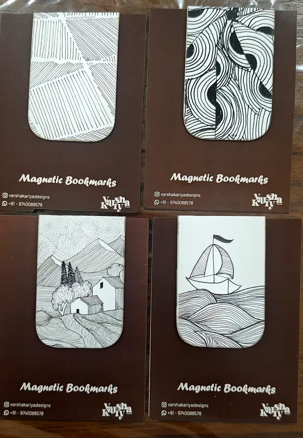 Doodle_Theme_Magnetic_Bookmark_Set_Of_4