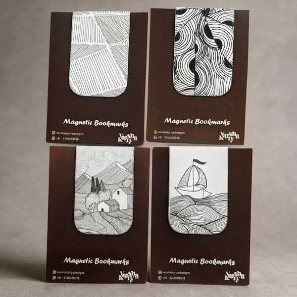 Doodle_Theme_Magnetic_Bookmark_Set_Of_4